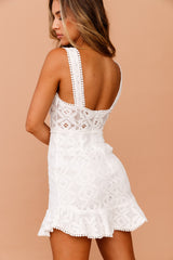 Falling Fast Lace Mini Dress - White
