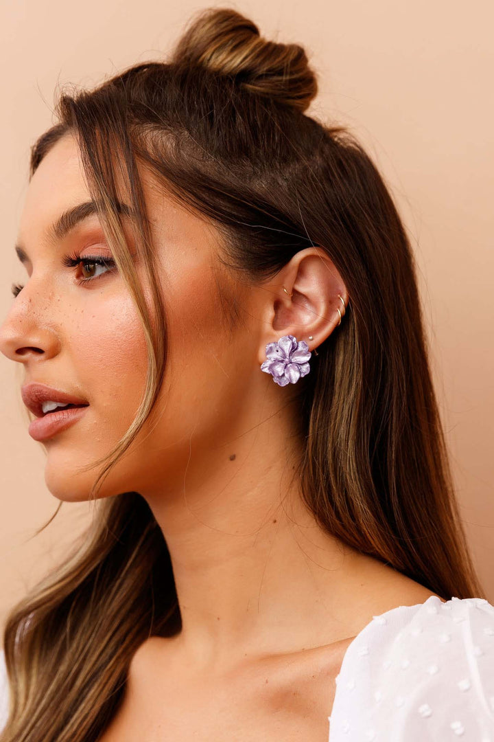 Silver Purple Earrings
