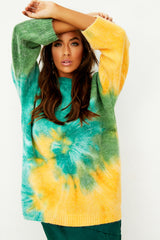 Spaced Out Knit Oversize Jumper - Yellow Green