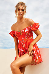 Sun Seaker Mini Dress - Red Print