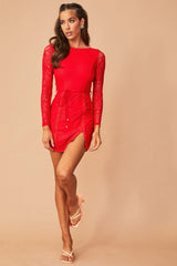 Josephine Lace Mini Dress - Red