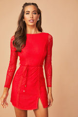 Josephine Lace Mini Dress - Red
