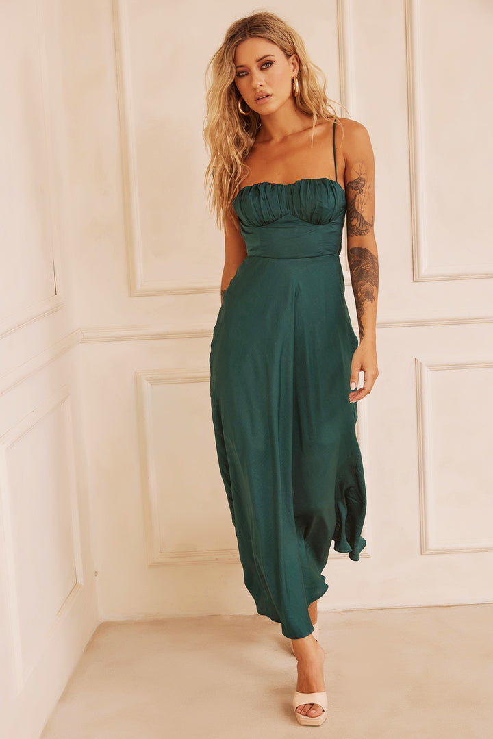 Affectionate Love Midi Dress - Forest Green