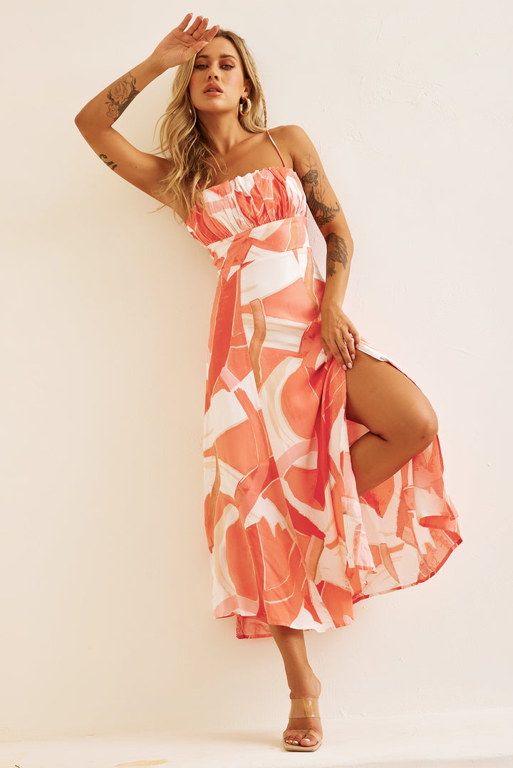 Pay Off Midi Dress - Coral