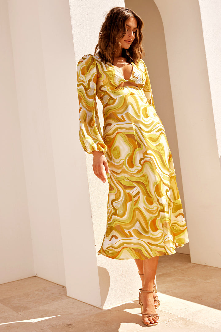 All That Matters Midi Dress - Yellow Multi