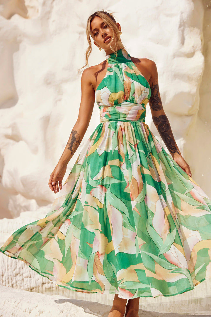 Mullberry Maxi Dress - Green Print