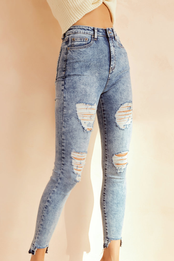 Easy Does It Crop Jeans - Washed Blue