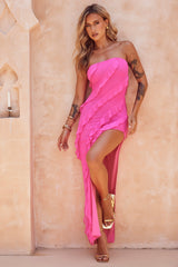 Gold Rush Maxi Dress - Hot Pink