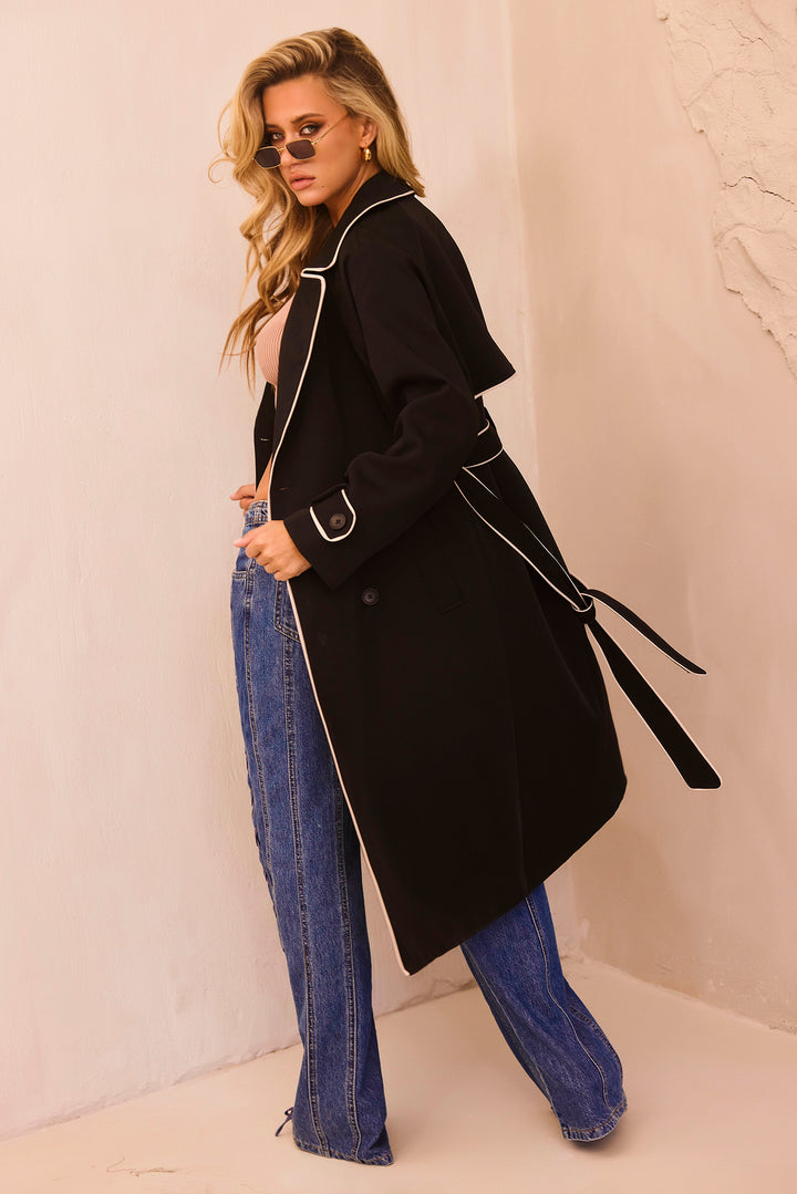 Calla Lilly Trench Coat - Black