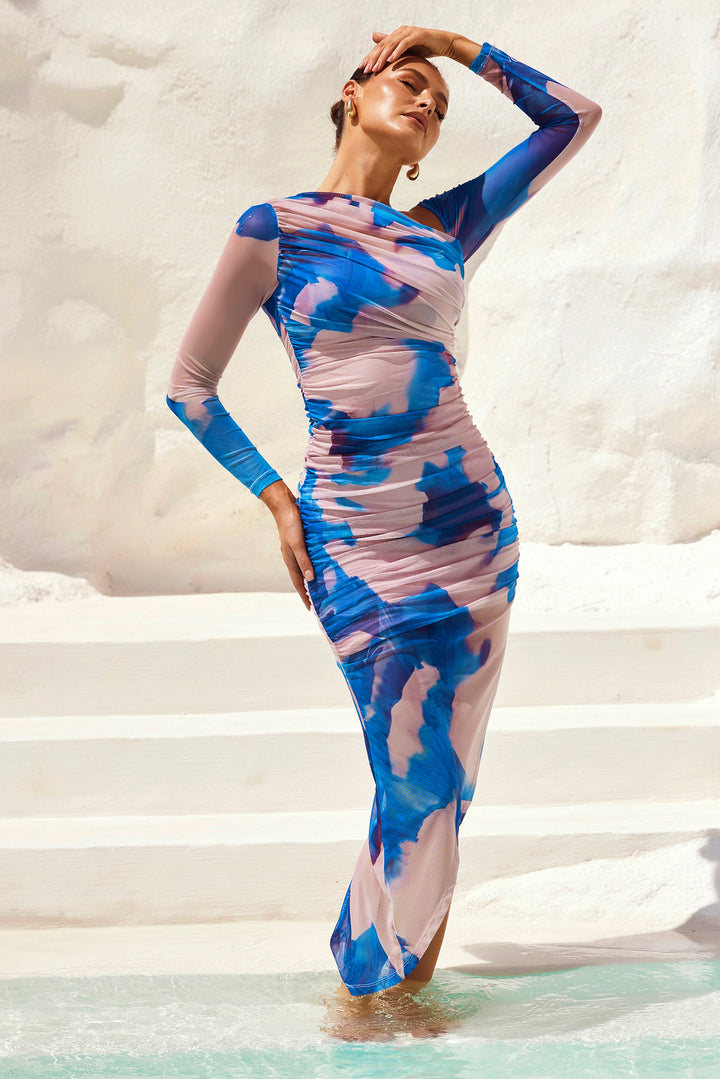 Farrah Midi Dress - Blue Multi