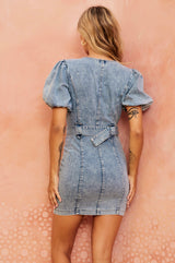 Another Love Denim Mini Dress - Washed Blue