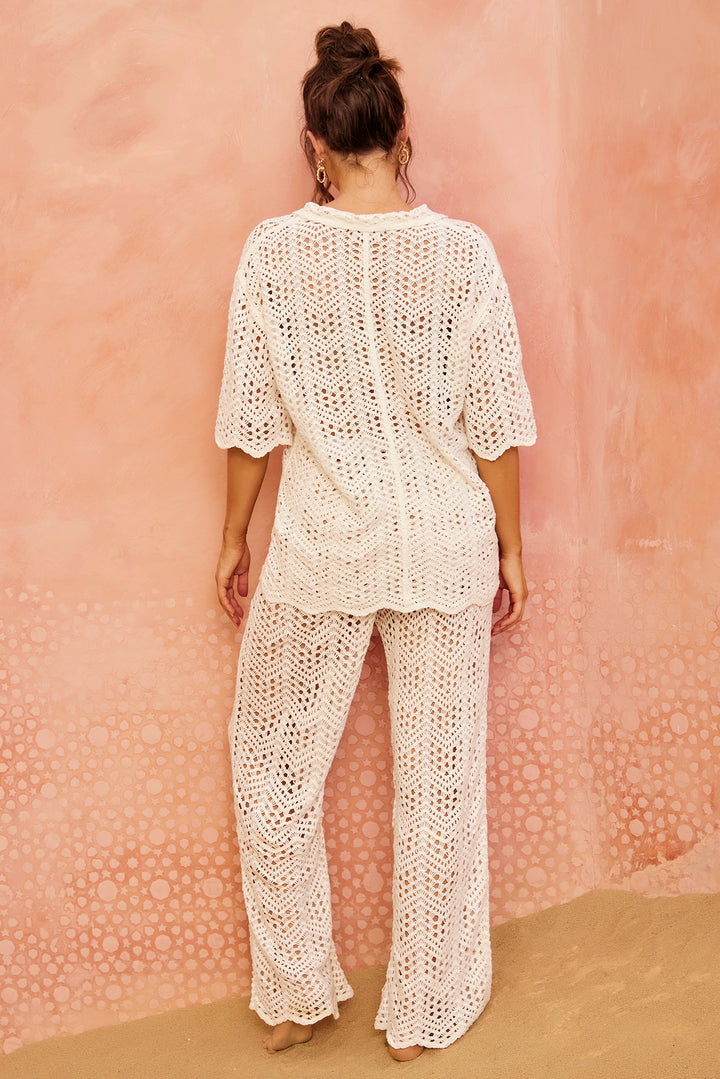 Heat Wave Crochet Pants - White