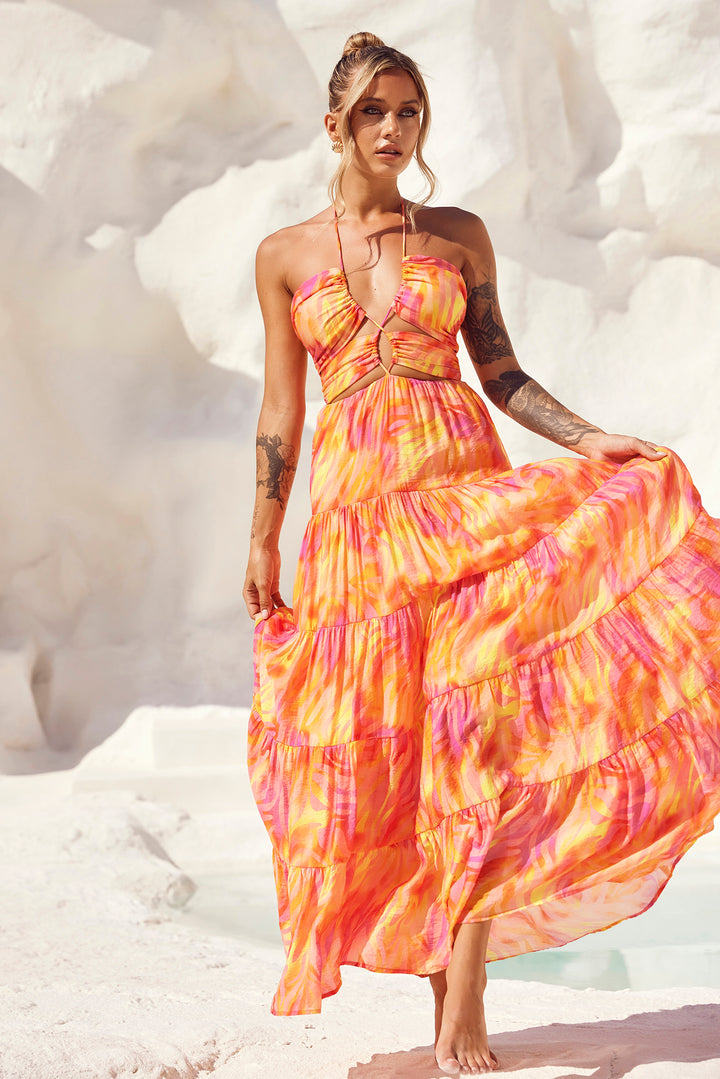 Dreamy Sun Maxi Dress - Orange Multi