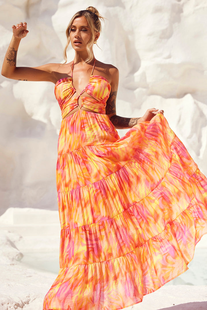 Dreamy Sun Maxi Dress - Orange Multi