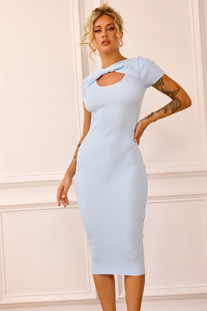 Perfect Rosey Knit Midi Dress - Blue