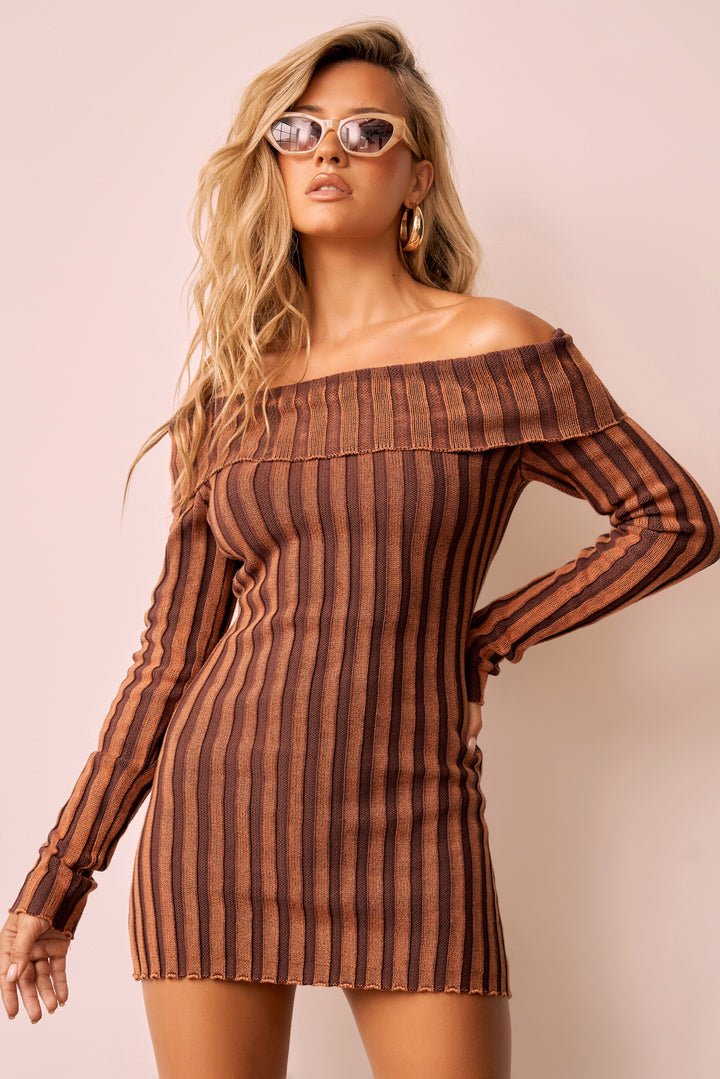 Evermore love Knit Mini Dress - Rust