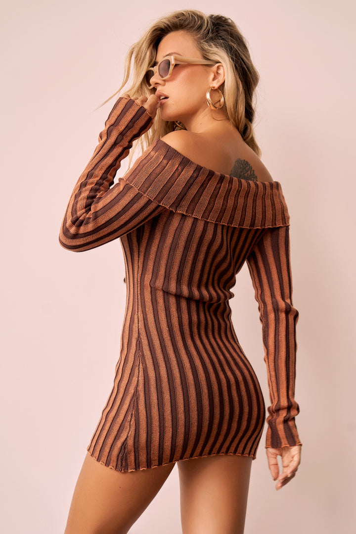 Evermore love Knit Mini Dress - Rust