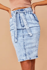 Girl Howdy Denim Skirt // Washed Blue | Sage and Paige.