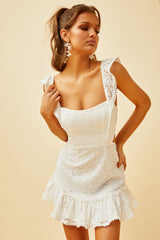 Marigold Lace Mini Dress // White | Sage and Paige.