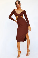 Going Places Midi Dress - Chocolate