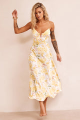 Vintage Summer Midi Dress - Yellow