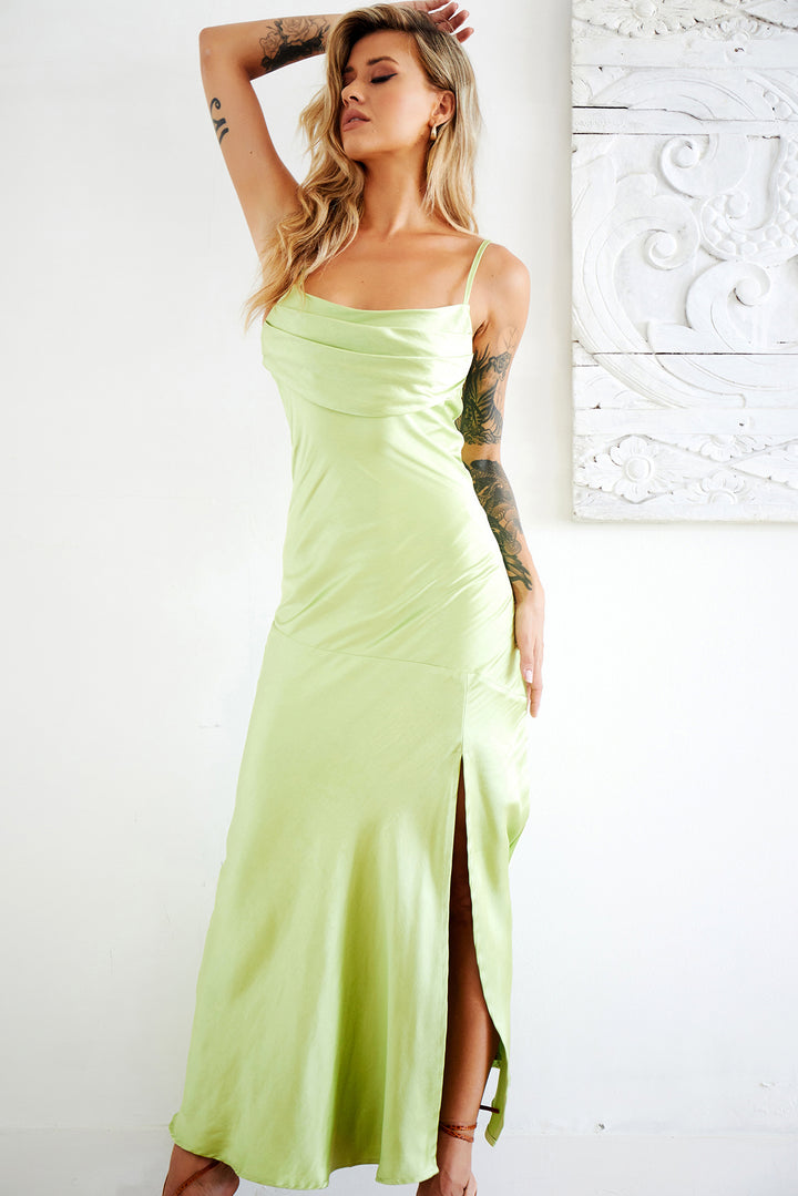 Danny Satin Maxi Dress // Apple Green | Sage and Paige.