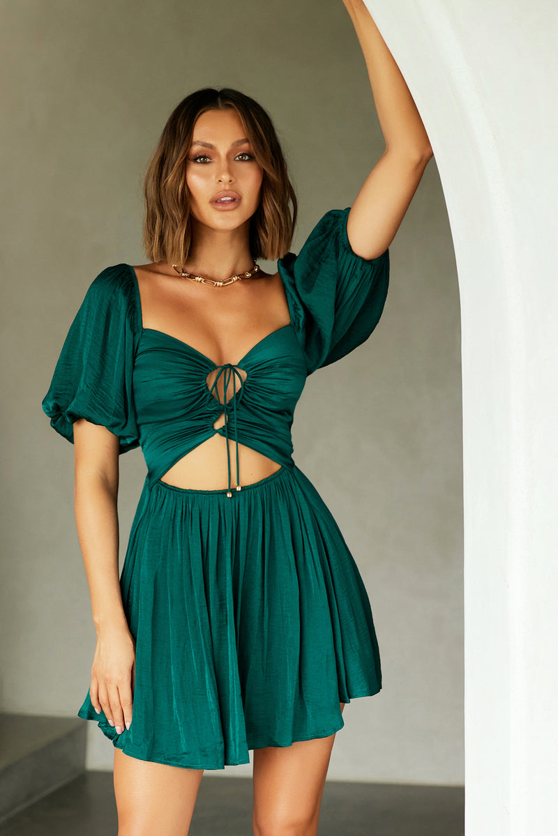 Holding On Mini Dress - Forest Green