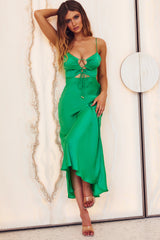 Alegra Satin Maxi Dress - Emerald