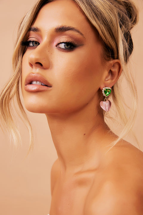 Vienna Earrings - Pink Green