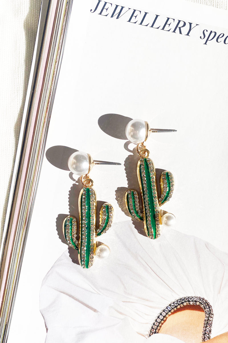 Cactus Club Earrings - Green