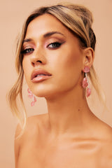 Big Rose Earrings - Pink