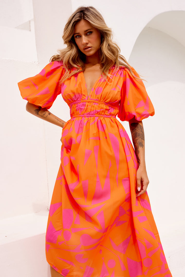 On The Rise Midi Dress - Hot Pink Multi